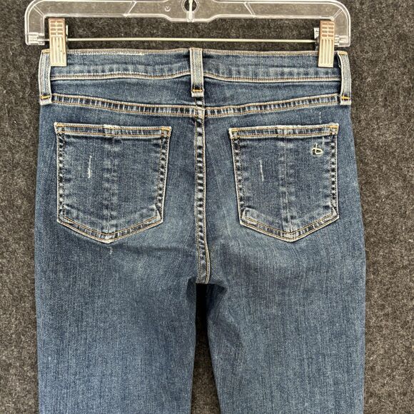 Rag & Bone Jeans Women's 25 Blue Skinny Mid Rise Distressed Raw Hem Stretch - Picture 4 of 12